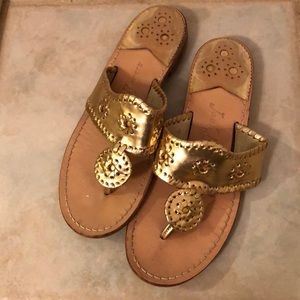 Jack Rogers lightly-worn gold metallic sandals